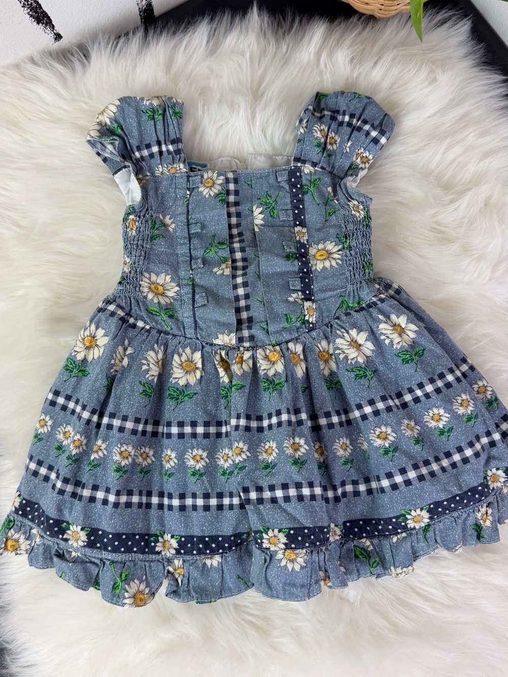 Vintage Kinder Kids Sunflower Cottage Core Girls Dress Size 4